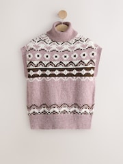 Pink Fairisle Pattern Roll Neck Knitted Tank - Image 1 of 3