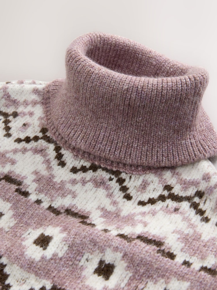 Pink Fairisle Pattern Roll Neck Knitted Tank - Image 2 of 3 Pink Fairisle Pattern Roll Neck Knitted Tank - Image 2 of 3