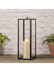 Lights4fun Black 60cm Black Metal Truglow® LED Candle Lanterns - Image 2 of 4