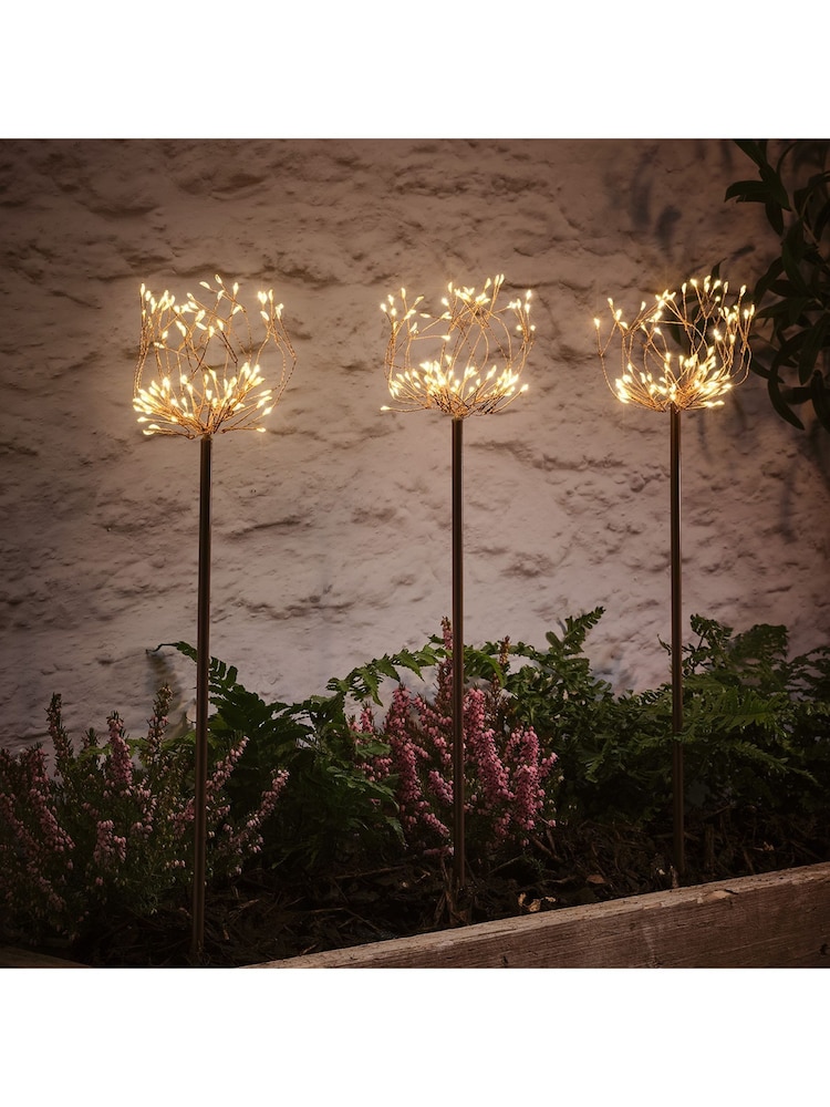 Lights4fun Copper Set of 2 Micro Light Flower Stake Lights - Image 1 of 2