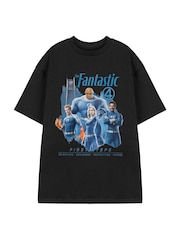 Vanilla Underground Black Mens Marvel Fantastic Four Short Sleeve 100% Cotton T-Shirt - Image 1 of 5