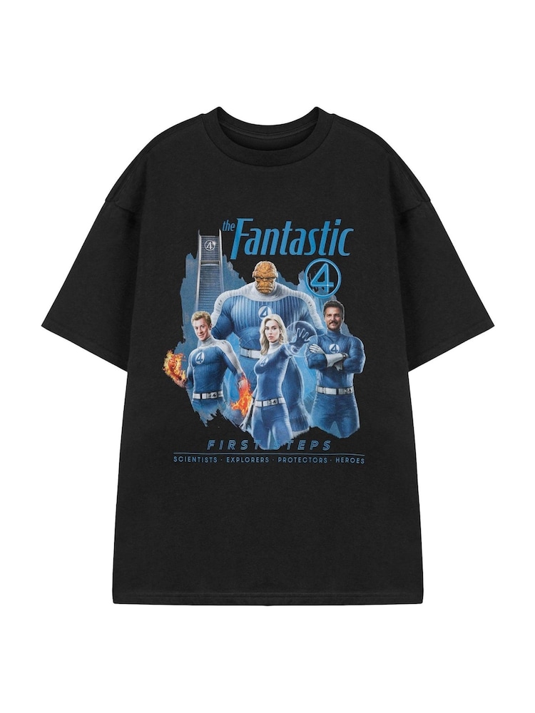 Vanilla Underground Black Mens Marvel Fantastic Four Short Sleeve 100% Cotton T-Shirt - Image 1 of 5