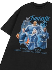 Vanilla Underground Black Mens Marvel Fantastic Four Short Sleeve 100% Cotton T-Shirt - Image 4 of 5