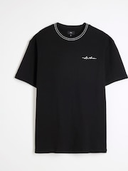 River Island Black Slim Fit 100% Cotton Les Amis Ringer T-Shirt - Image 5 of 6