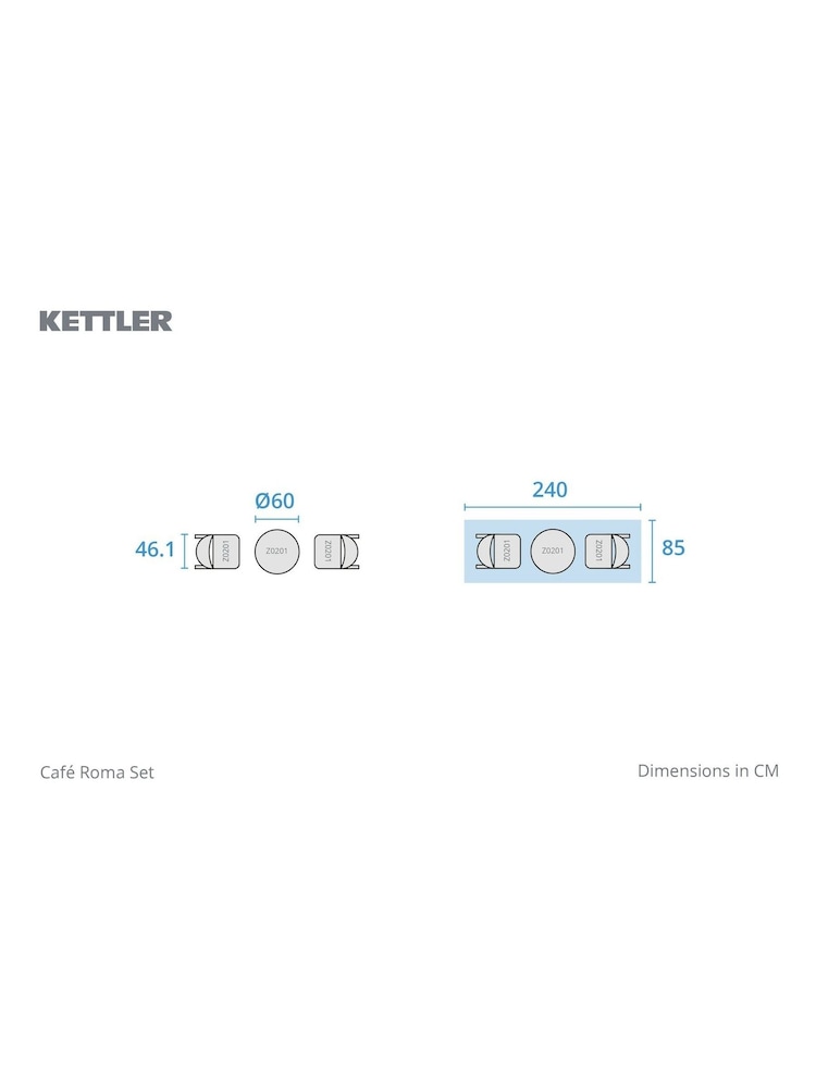 Kettler Slate Grey Café Roma Iron Set with Slate Seat Pad Cushions - Image 6 of 6