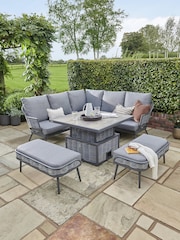 Kettler Grey Malo Corner Set with High/Low Table & 2 Benches - Image 1 of 8