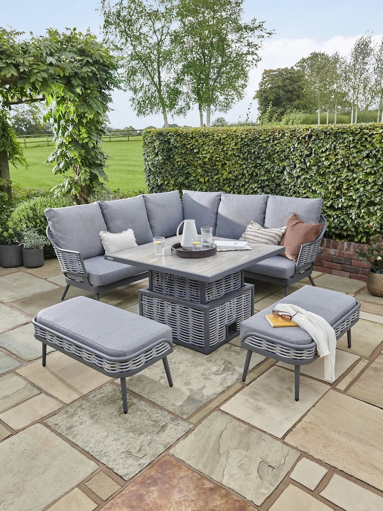 Kettler Grey Malo Corner Set with High/Low Table & 2 Benches - Image 1 of 8