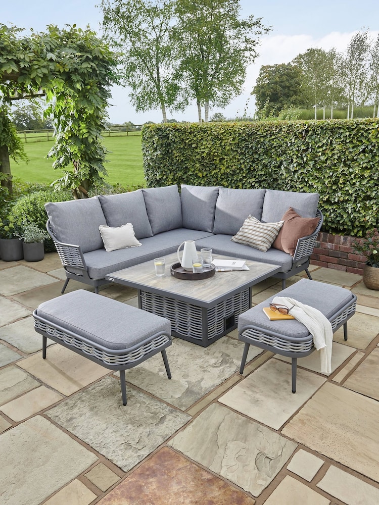 Kettler Grey Malo Corner Set with High/Low Table & 2 Benches - Image 2 of 8