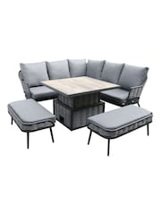 Kettler Grey Malo Corner Set with High/Low Table & 2 Benches - Image 8 of 8