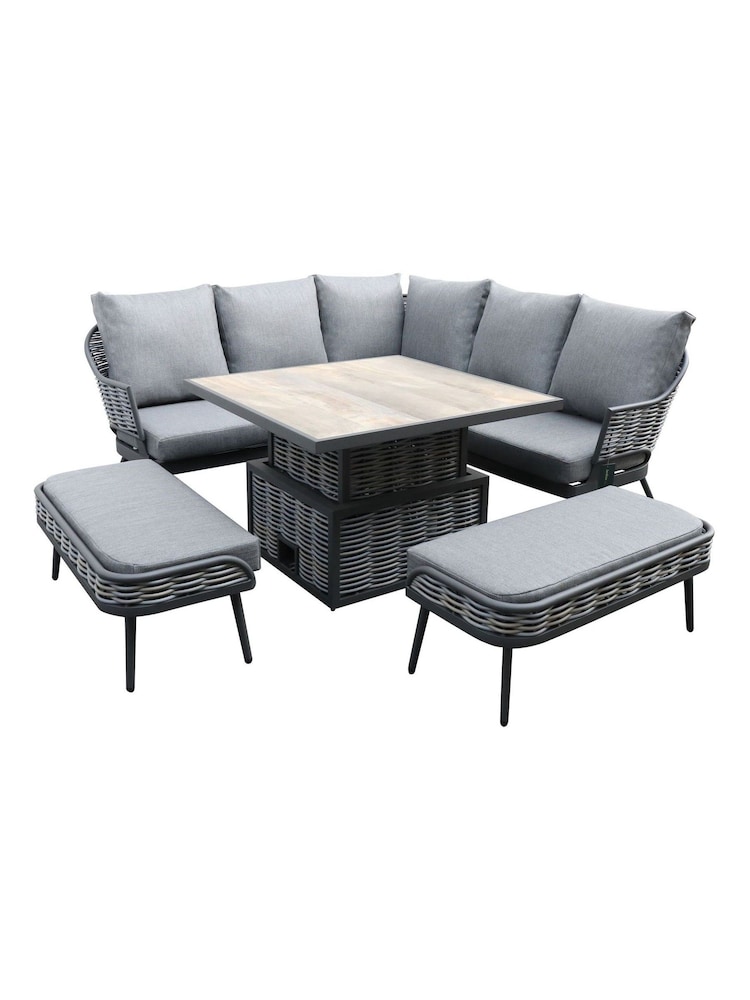 Kettler Grey Malo Corner Set with High/Low Table & 2 Benches - Image 8 of 8