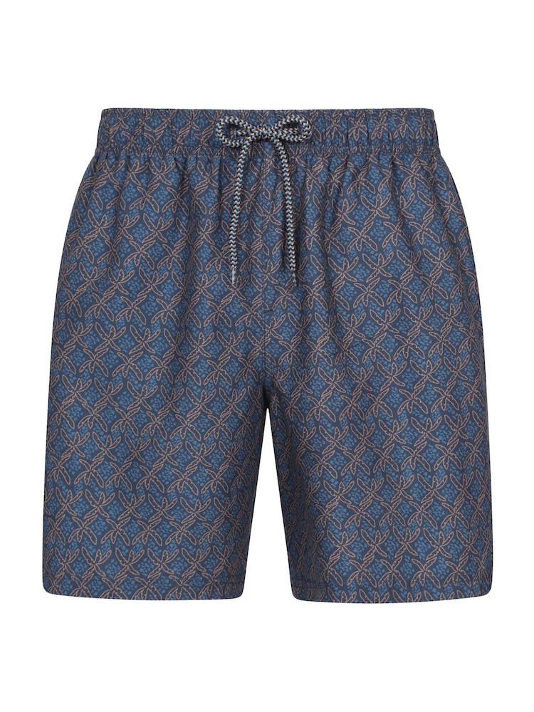 Mountain Warehouse Blue Mens Aruba Printed Quick Drying Swimshorts with UV Max Protection - Image 1 of 6