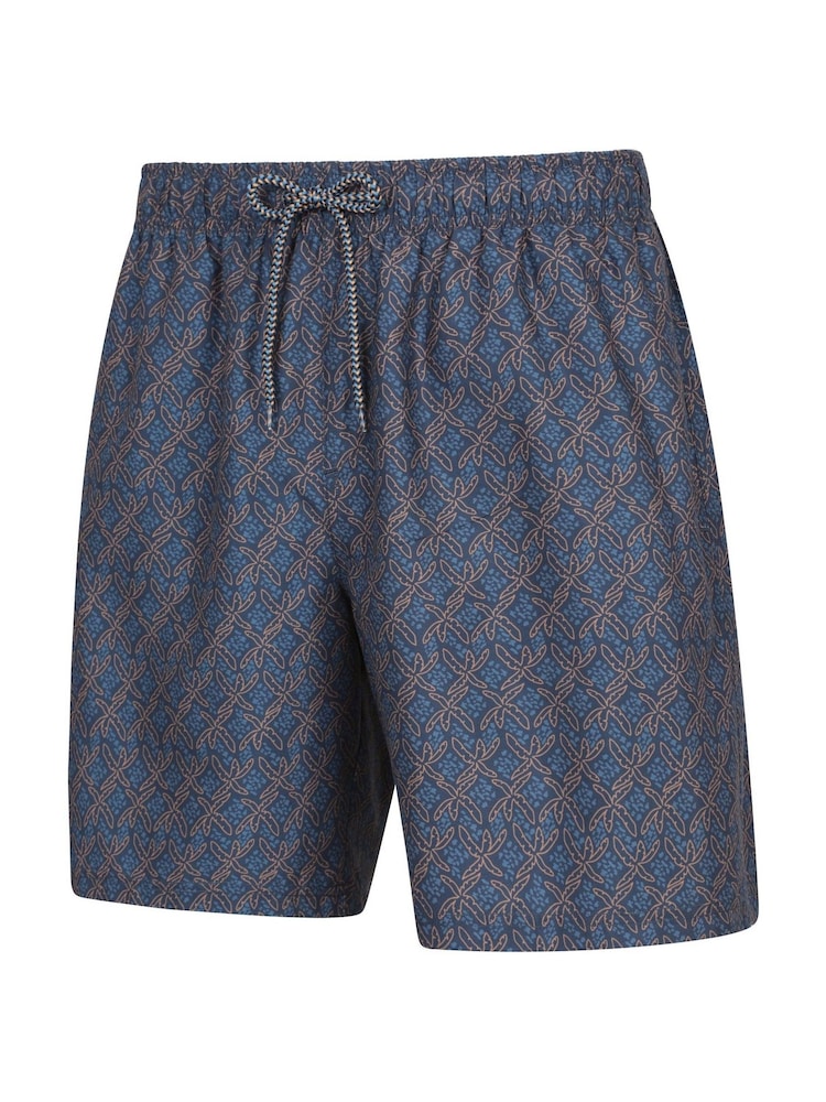 Mountain Warehouse Blue Mens Aruba Printed Quick Drying Swimshorts with UV Max Protection - Image 2 of 6