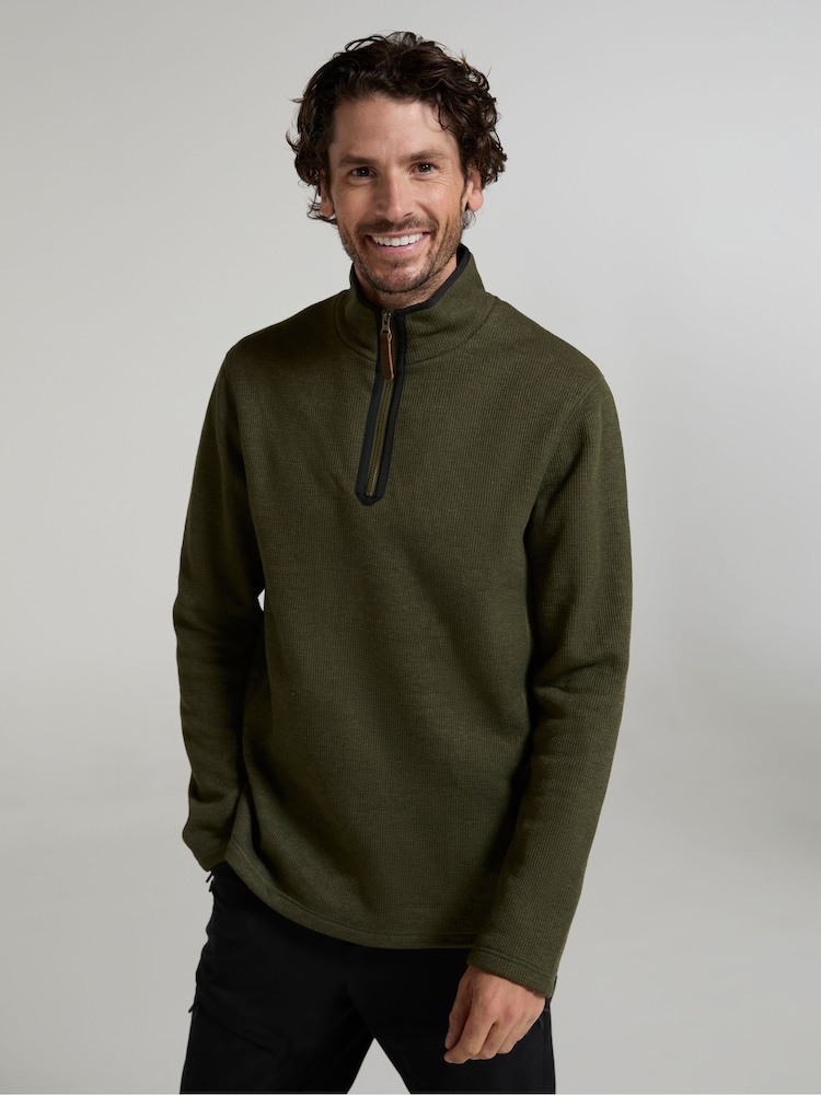 Mountain Warehouse Green Mens Beta Contrast Zip-Neck T-Shirt - Image 1 of 4