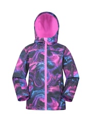 Mountain Warehouse Purple Exodus Kids Printed Water-Resistant Softshell Jacket - Image 1 of 5