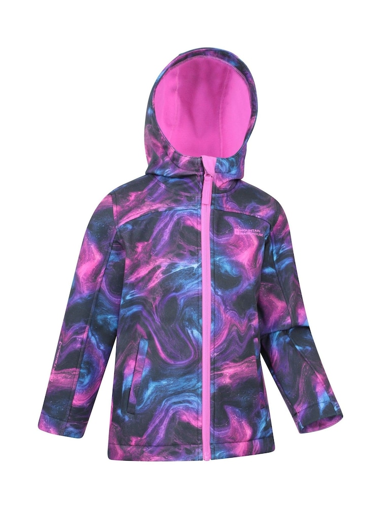 Mountain Warehouse Purple Exodus Kids Printed Water-Resistant Softshell Jacket - Image 2 of 5