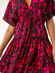 Roman Pink Abstract Print Boho Mini Dress - Image 5 of 5