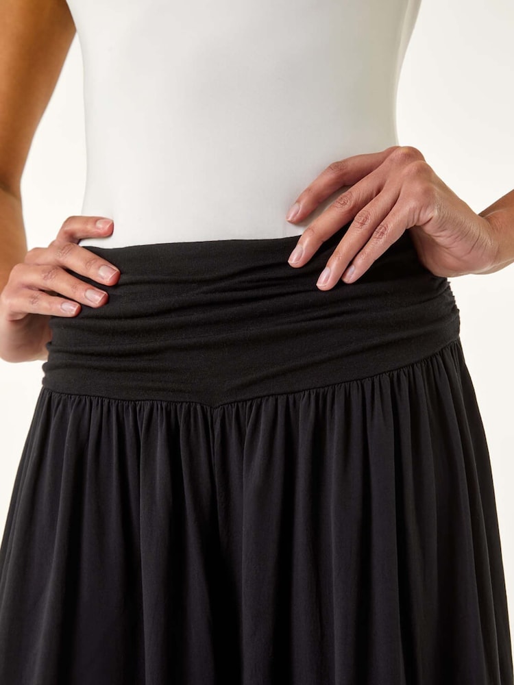 Roman Black Ruched Waist Harem Trousers - Image 5 of 5