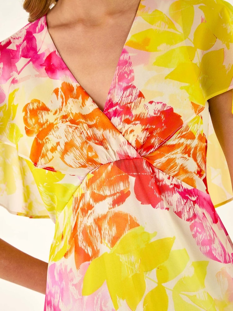 Roman Pink Abstract Printed Cape Dress - Image 5 of 5