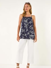 Blau - Roman Geometric Lace Trim Cami Top - Bild 2 von 5