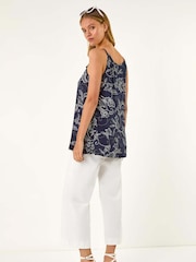 Blau - Roman Geometric Lace Trim Cami Top - Bild 3 von 5