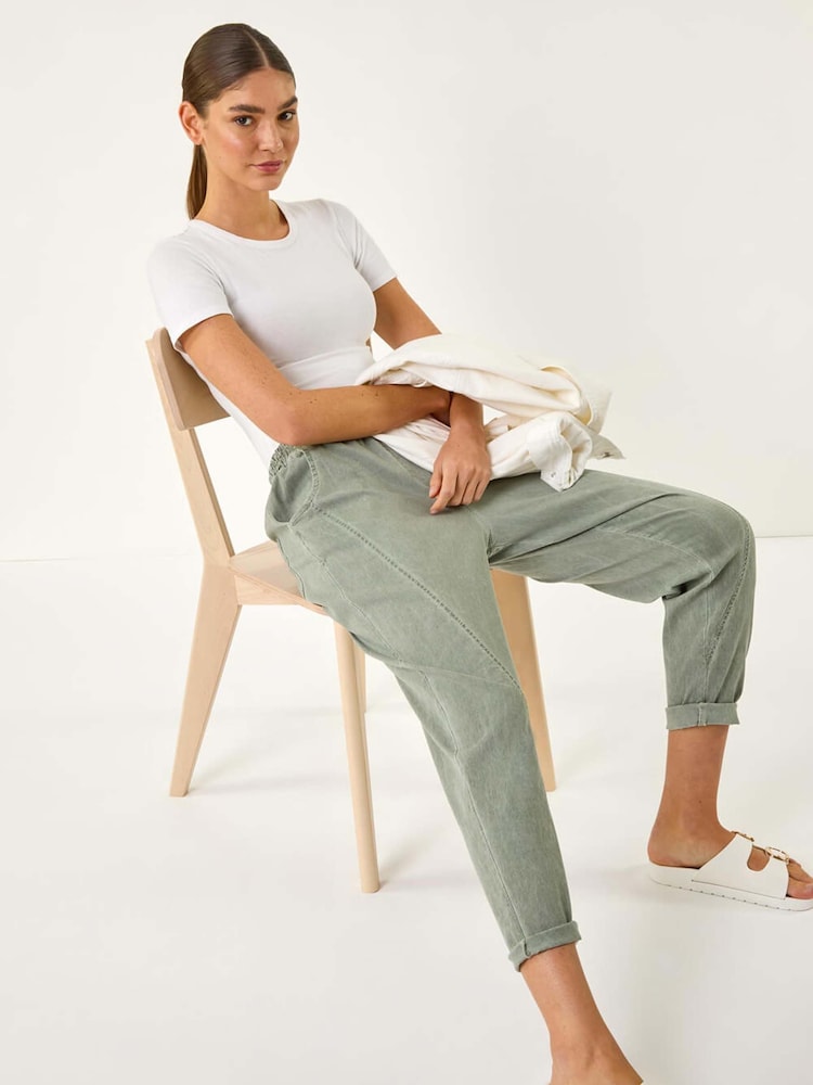 Серый - Roman Seam Detail Cropped Stretch Trousers - Изображение 1 из 5