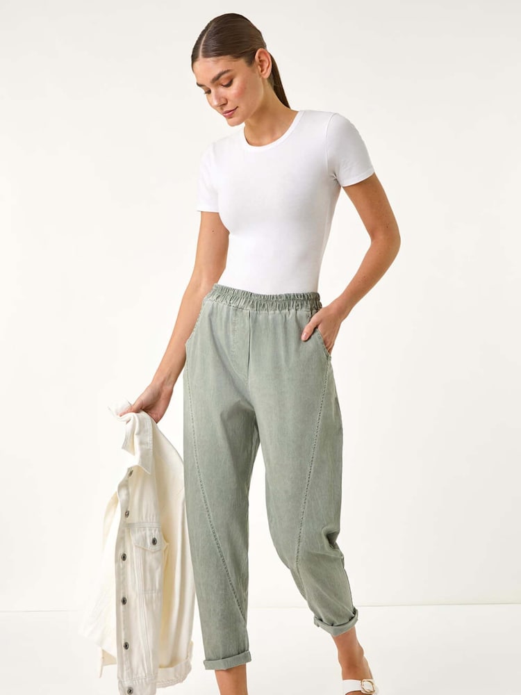 Серый - Roman Seam Detail Cropped Stretch Trousers - Изображение 2 из 5