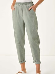 Серый - Roman Seam Detail Cropped Stretch Trousers - Изображение 4 из 5