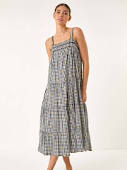 Roman Black Gingham Embroidered Midi Dress - Image 2 of 5