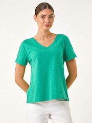Roman Green Shimmer V-Neck T-Shirt - Image 4 of 5