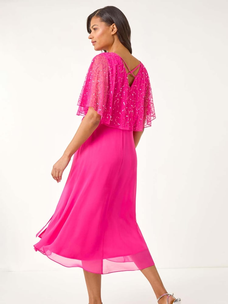 Roman Pink Sequin Embellished Maxi Wrap Dress - Image 3 of 5