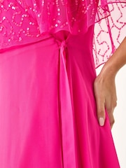 Roman Pink Sequin Embellished Maxi Wrap Dress - Image 5 of 5