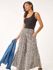Roman Animal Animal Print Ruched Wide Leg Trousers - Image 2 of 5