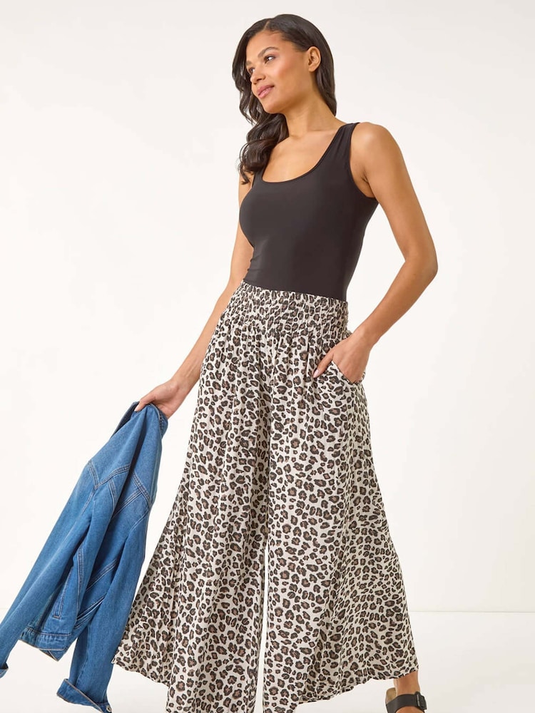 Roman Animal Animal Print Ruched Wide Leg Trousers - Image 2 of 5