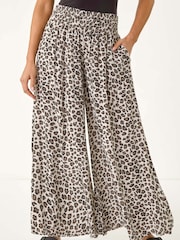 Roman Animal Animal Print Ruched Wide Leg Trousers - Image 4 of 5