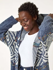 Azul - Cardigan Longline com estampa Romana - Imagem 4 de 5