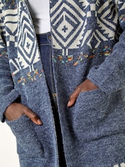 Azul - Cardigan Longline com estampa Romana - Imagem 5 de 5