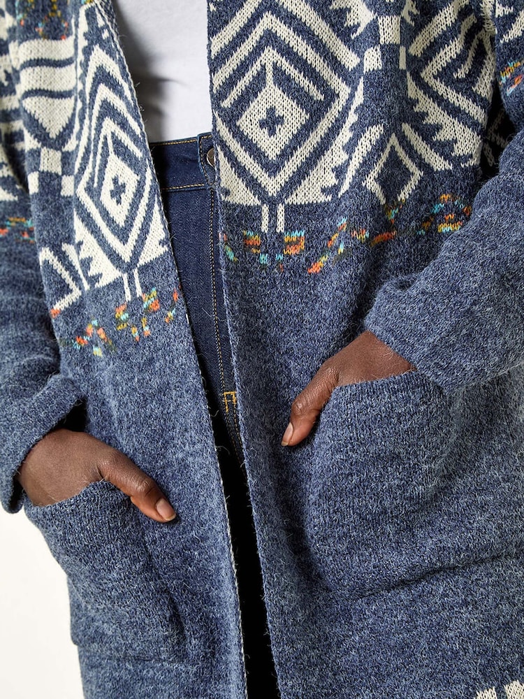 Azul - Cardigan Longline com estampa Romana - Imagem 5 de 5