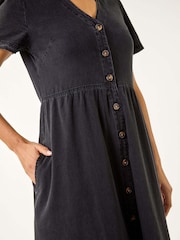 Roman Black Denim Button Through Midi 100% Cottton Dress - Image 5 of 5