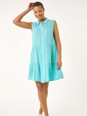 Azul - Vestido de camisa com botões Roman Shimmer - Imagem 1 de 5