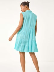 Azul - Vestido de camisa com botões Roman Shimmer - Imagem 3 de 5