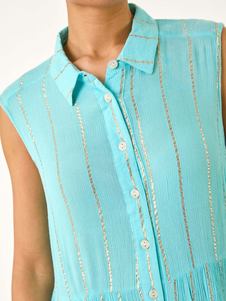 Azul - Vestido de camisa com botões Roman Shimmer - Imagem 5 de 5