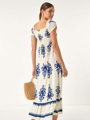 Vestido largo fruncido bardot de Roman - Imagen 3 de 5
