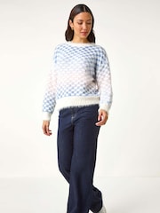 Roman Blue Ombre Marled Knit Jumper - Image 2 of 5