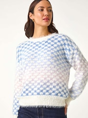 Roman Blue Ombre Marled Knit Jumper - Image 4 of 5