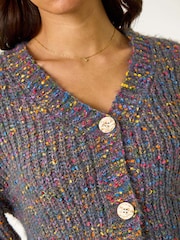 Roman Blue Speckled V-Neck Knit Cardigan - Image 5 of 5