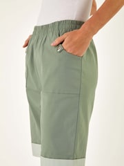 Roman Green Bengaline Turnup Stripe Shorts - Image 5 of 5
