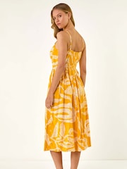 Roman Yellow Leaf Print Strap Midi Dress - Image 2 of 5