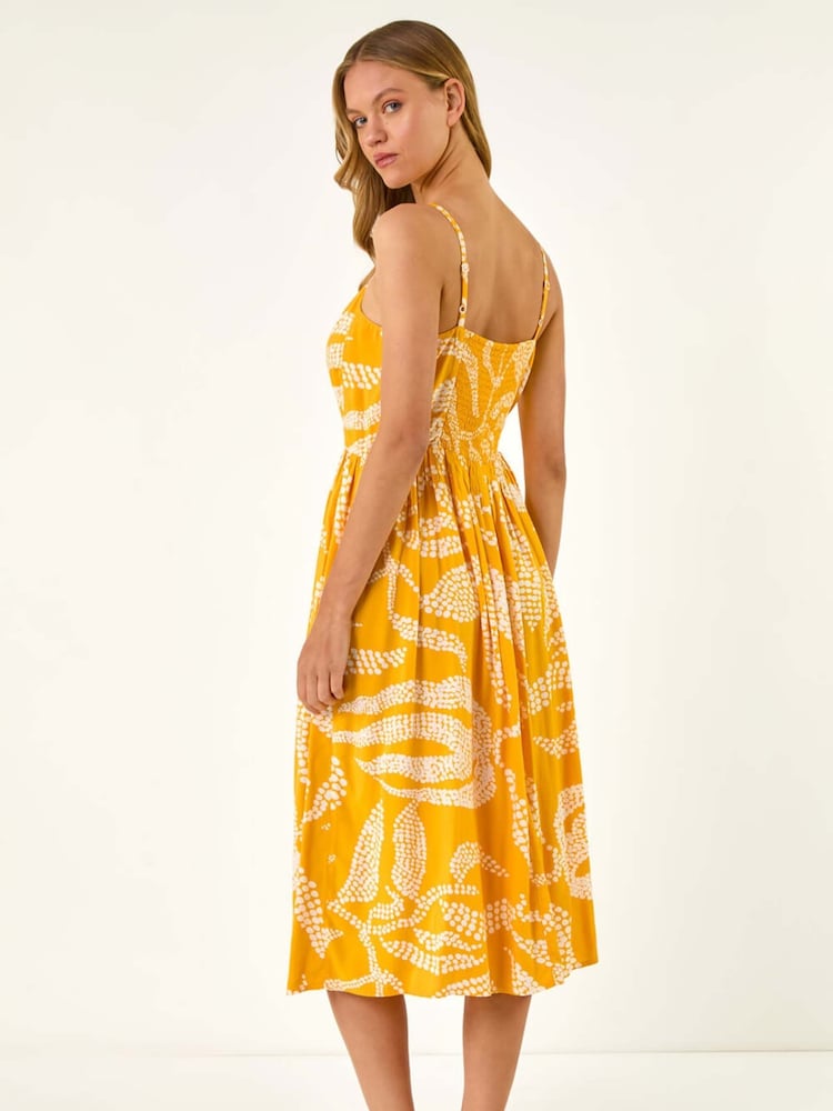Roman Yellow Leaf Print Strap Midi Dress - Image 2 of 5