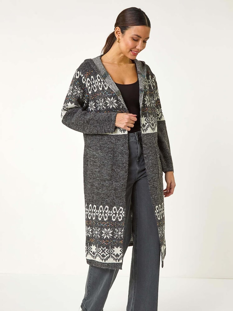 Preto - Cardigan Longline com estampa Romana - Imagem 1 de 5