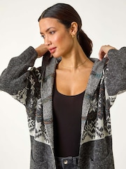 Preto - Cardigan Longline com estampa Romana - Imagem 2 de 5